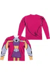 Gildan Teen Titans Go Starfire Uniform (front/back Print) Long Sleeve Adult Poly Crew Tee / T-shirt In White