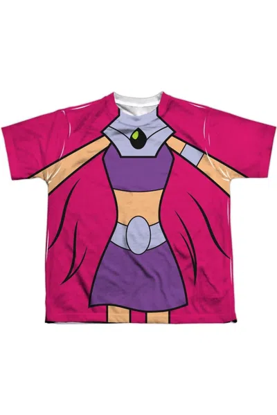 Gildan Teen Titans Go Starfire Uniform Short Sleeve Youth Poly Crew Tee / T-shirt In Red