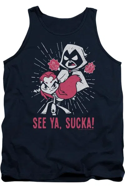 Gildan Teen Titans Go Suckas Adult Tank Top In Blue
