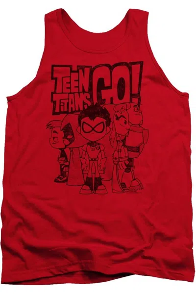 Gildan Teen Titans Go Team Up Adult Tank Top In Red