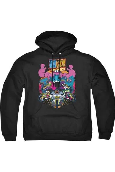Gildan Teen Titans Go To The Movies Burst Through Adult Pull Over Hoodie / Hooded Sweatshirt In Black