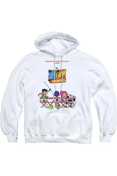 Gildan Teen Titans Go To The Movies Poster Adult Pull Over Hoodie / Hooded Sweatshirt In White