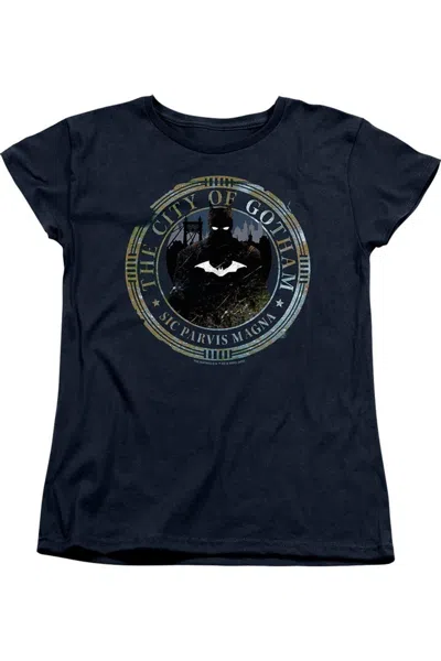 Gildan The Batman (2022) Gotham Seal Short Sleeve Women´s T-shirt In Blue