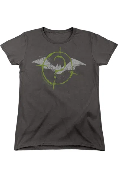 Gildan The Batman (2022) Scribbles Bat Logo Short Sleeve Women´s T-shirt In Gray