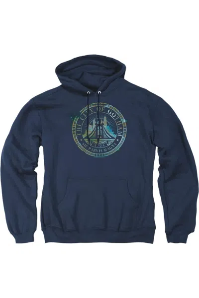 Gildan The Batman City Of Gotham Adult Pull Over Hoodie / Hooded Sweatshirt In Blue