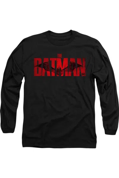 Gildan The Batman Crimson Drawn Bat Logo Long Sleeve Adult Tee / T-shirt In Black