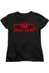 Gildan The Batman Crimson Drawn Bat Logo Short Sleeve Women´s Tee / T-shirt In Black