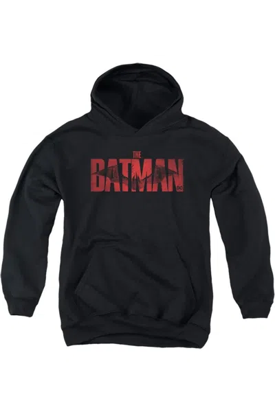 Gildan Kids' The Batman Crimson Drawn Bat Logo Youth Pull Over Hoodie / Hooded Sweatshirt In Black