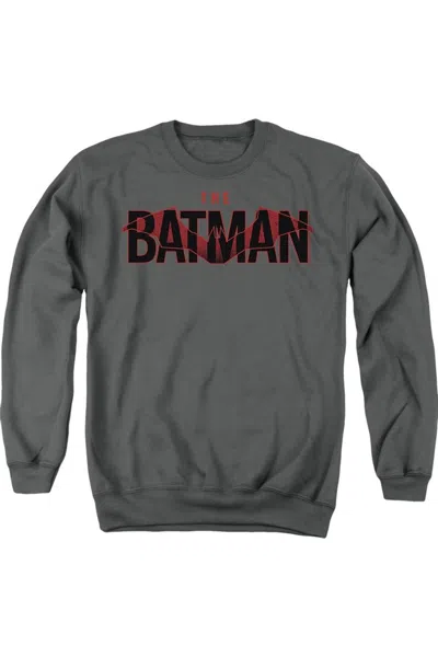 Gildan The Batman Logo With Red Bat Adult Crewneck Sweatshirt In Pink