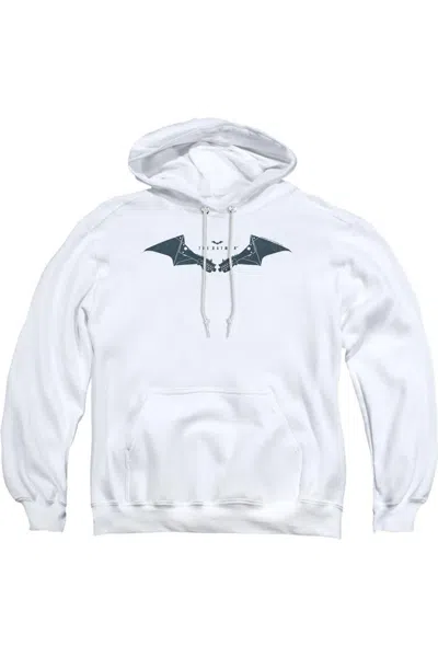 Gildan The Batman Mechanical Bat Logo Adult Pull Over Hoodie / Hooded Sweatshirt In White