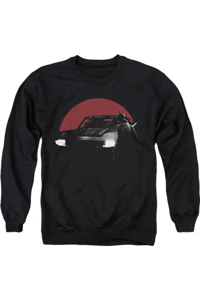 Gildan The Batman Red Moon And Batmobile Adult Crewneck Sweatshirt In Black