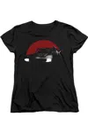 Gildan The Batman Red Moon And Batmobile Short Sleeve Women´s Tee / T-shirt In Black