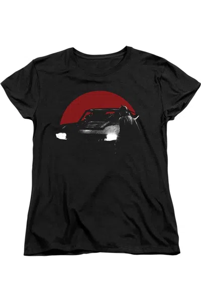 Gildan The Batman Red Moon And Batmobile Short Sleeve Women´s Tee / T-shirt In Black