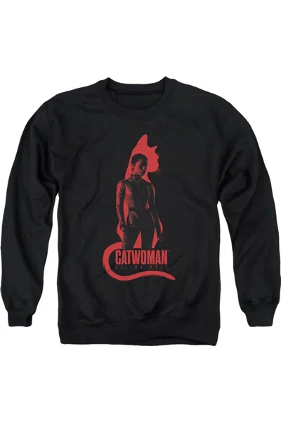 Gildan The Batman Selina Kyle Cat Silhouette Adult Crewneck Sweatshirt In Black