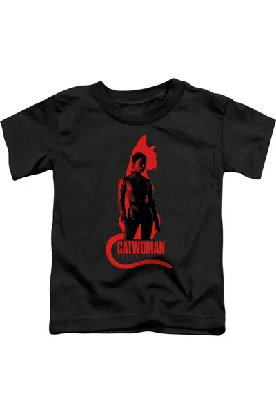 Gildan Kids' The Batman Selina Kyle Cat Silhouette Short Sleeve Youth Tee / T-shirt In Black