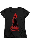 Gildan The Batman Selina Kyle Cat Silhouette Short Sleeve Women´s Tee / T-shirt In Black