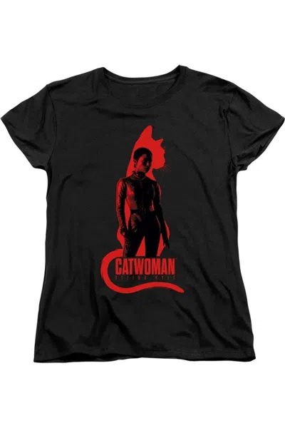 Gildan The Batman Selina Kyle Cat Silhouette Short Sleeve Women´s Tee / T-shirt In Black