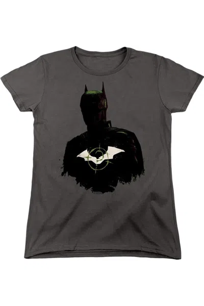 Gildan The Batman Silhouette With Riddler Logo Short Sleeve Women´s Tee / T-shirt In Pink