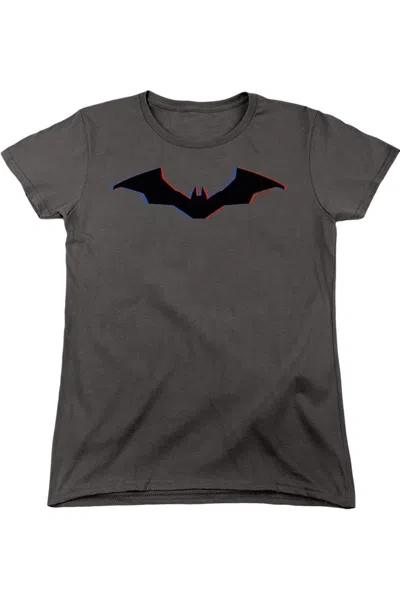 Gildan The Batman Tri Color Bat Silhouette Short Sleeve Women´s Tee / T-shirt In Gray