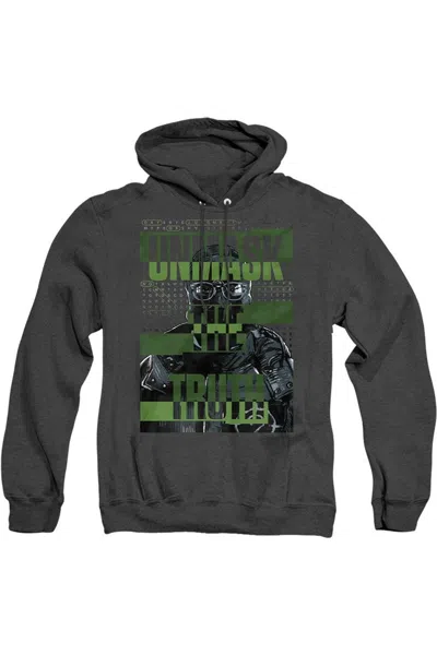 Gildan The Batman Unmask The Truth Adult Heather Hoodie / Hooded Sweatshirt In Black