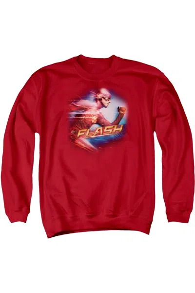 Gildan The Flash Fastest Man Adult Crewneck Sweatshirt In Red