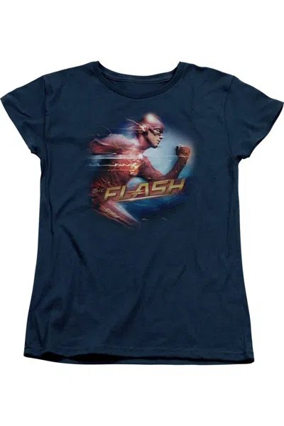 Gildan The Flash Fastest Man Short Sleeve Womens Tee / T-shirt In Blue
