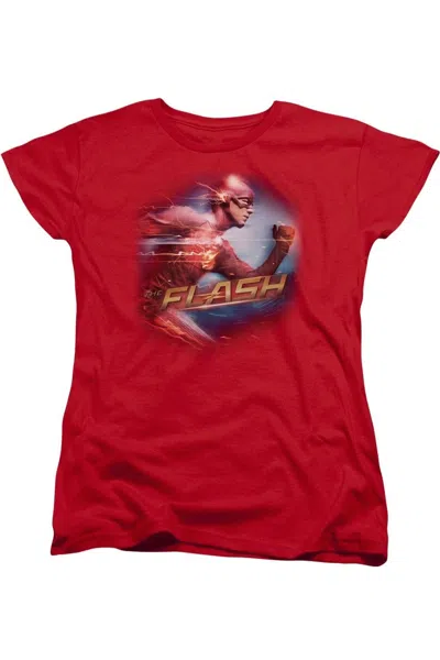 Gildan The Flash Fastest Man Short Sleeve Womens Tee / T-shirt In Red