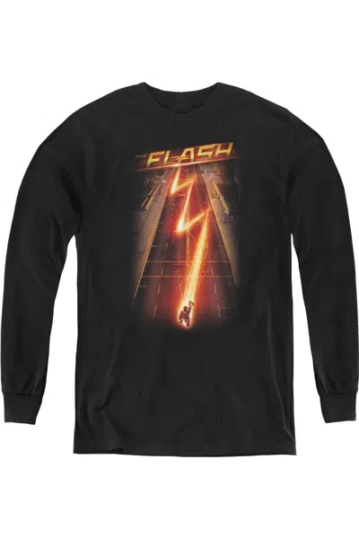 Gildan Kids' The Flash Flash Ave Youth Long Sleeve Tee / T-shirt In Black