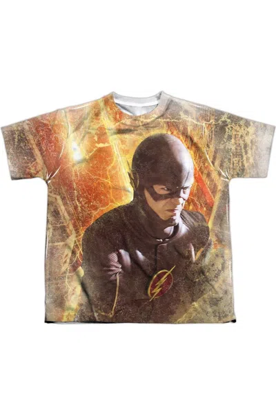 Gildan Kids' The Flash Flash Town Short Sleeve Youth Poly Crew Tee / T-shirt In Orange