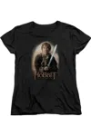 Gildan The Hobbit Bilbo And Sting Short Sleeve Womens Tee / T-shirt In Black