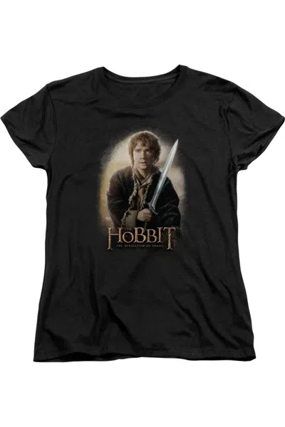 Gildan The Hobbit Bilbo And Sting Short Sleeve Womens Tee / T-shirt In Black