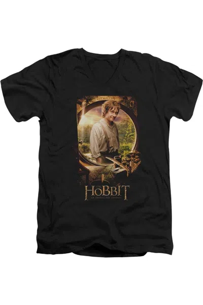 Gildan The Hobbit Bilbo Poster Short Sleeve Adult V Neck Tee / T-shirt In Black