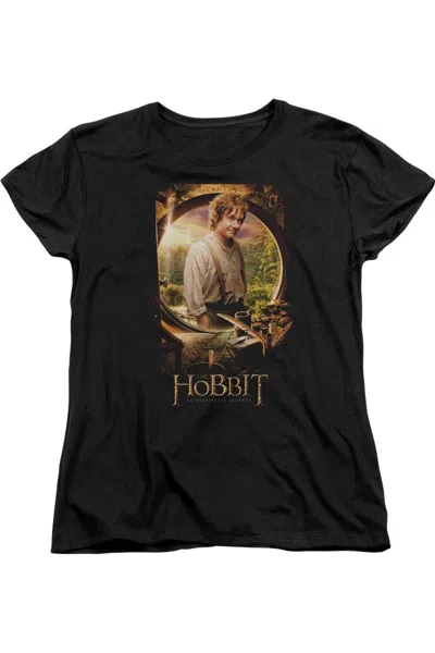 Gildan The Hobbit Bilbo Poster Short Sleeve Womens Tee / T-shirt In Black