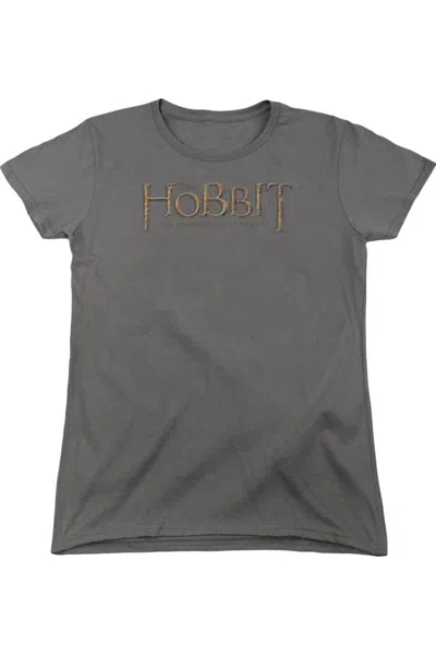 Gildan The Hobbit Distressed Logo Short Sleeve Womens Tee / T-shirt In Gray