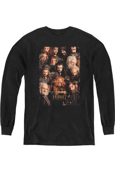 Gildan Kids' The Hobbit Dwarves Poster Youth Long Sleeve Tee / T-shirt In Black