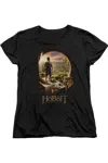 Gildan The Hobbit Hobbit In Door Short Sleeve Womens Tee / T-shirt In Black