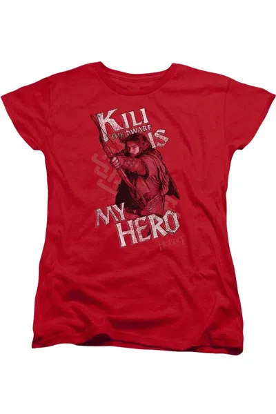 Gildan The Hobbit Kili Is My Hero Short Sleeve Womens Tee / T-shirt In Red