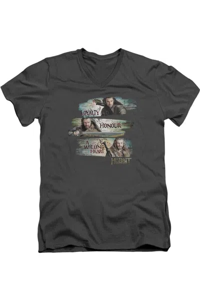 Gildan The Hobbit Loyalty And Honour Short Sleeve Adult V Neck Tee / T-shirt In Pink