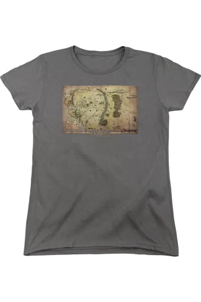 Gildan The Hobbit Middle Earth Map Short Sleeve Womens Tee / T-shirt In Pink