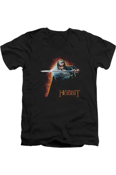Gildan The Hobbit Secret Fire Short Sleeve Adult V Neck Tee / T-shirt In Black