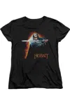 Gildan The Hobbit Secret Fire Short Sleeve Womens Tee / T-shirt In Black