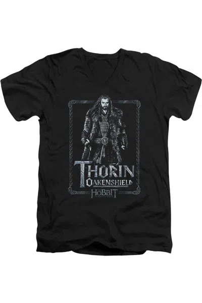 Gildan The Hobbit Thorin Stare Short Sleeve Adult V Neck Tee / T-shirt In Black