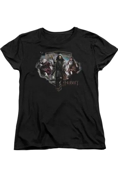 Gildan The Hobbit Three Dwarves Short Sleeve Womens Tee / T-shirt In Black
