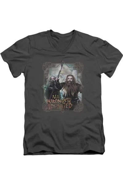 Gildan The Hobbit Wrongs Avenged Short Sleeve Adult V Neck Tee / T-shirt In Pink
