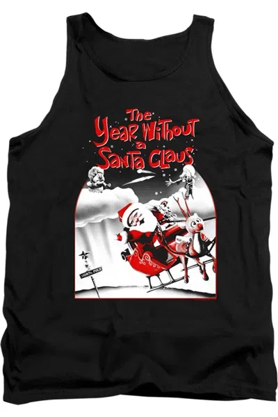 Gildan The Year Without A Santa Claus Santa Poster Adult Tank Top In Black