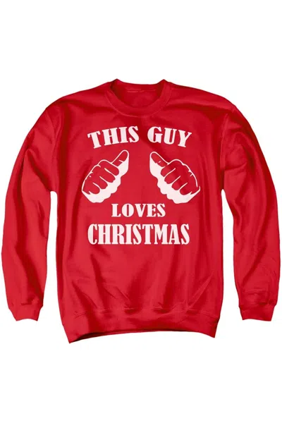 Gildan This Guy Loves Christmas Unisex Adult Crewneck Sweatshirt Sweater In Red