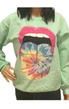 Gildan Tie Dye Tongue Sweatshirt In Mint Green In Green