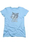Gildan Tom And Jerry Classic Pals Short Sleeve Womens Tee / T-shirt In Blue