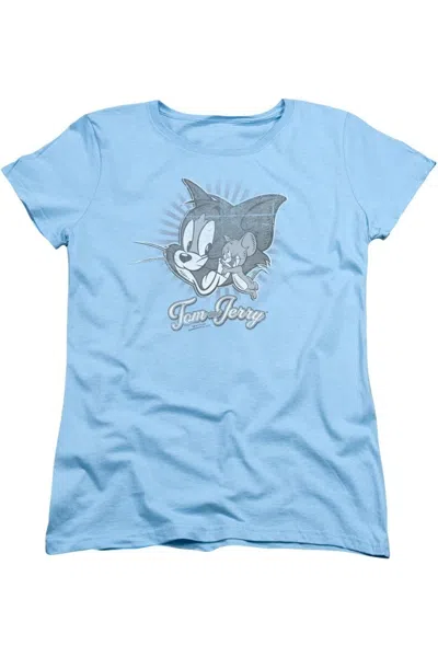 Gildan Tom And Jerry Classic Pals Short Sleeve Womens Tee / T-shirt In Blue