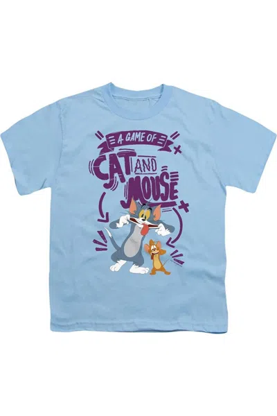 Gildan Kids' Tom And Jerry Movie Cat And Mouse Short Sleeve Youth Tee / T-shirt In Blue